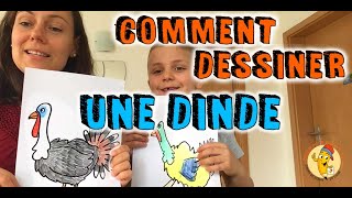 Comment dessiner une DINDE très facile  dessin pour enfant [upl. by Enitsyrk]