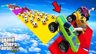 FRANKLIN TRIED IMPOSSIBLE MONSTER TRUCK MEGARAMP JUMP PARKOUR CHALLENGE GTA  SHINCHAN and CHOP [upl. by Euqinamod]