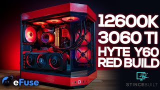 HYTE Y60 Red PC Build w i512600k  RTX 3060 ti Efuse Giveaway [upl. by Zelikow104]