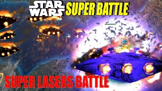 Red Eye Superlaser ship Fleet vs Resurgent Star Destroyer Fleet  Star Wars Empire at War [upl. by Lamrouex]