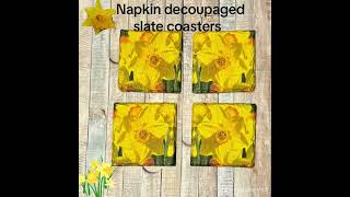 shorts Napkin decoupage on slate [upl. by Fulks320]