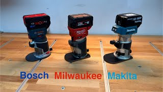 Bosch GKF 18v8 vs Milwaukee M18 FTR8 vs Makita DRT 50 welche Kantenfräse lohnt sich [upl. by Dempstor917]