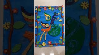 Peacock Mural Art  shorts  Clay Art [upl. by Ayak]