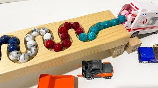 Marble Run ASMR Race ☆ HABA Slope amp Dump Truck Excavator Ambulance Forklift Garbage Truck Tractors [upl. by Noerb487]