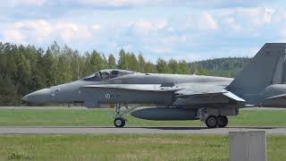 Finnish Air Force McDonnell Douglas FA18 Hornet takeoff at Kuopio Airport  Suomen ilmavoimat [upl. by Irrabaj413]