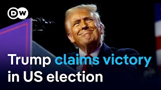 US election update Donald Trump claims victory after winning Pennsylvania  DW News [upl. by Eveivenej]