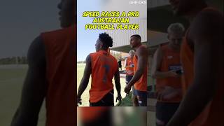 Speed races a PRO Australian Football Player shorts speed football racing [upl. by Notsgnal]