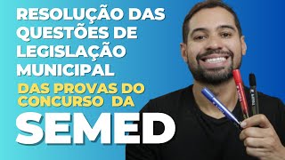 AULA CORREÇÃO DAS QUESTÕES DE LEGISLAÇÃO MUNICIPAL DAS PROVAS SEMED DE PALMASTO DE 2024 [upl. by Eldoria]