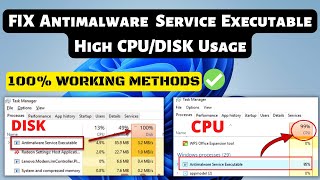 FIX Antimalware Service Executable High CPU RAM amp DISK USAGE On Windows 1110 [upl. by Ardnuek]