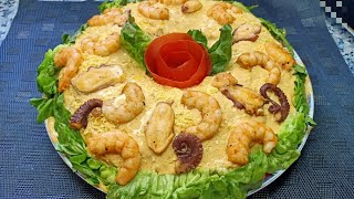 corona de ensaladilla de pulpo y langostinos buenísima 😋😋😋 [upl. by Casi]