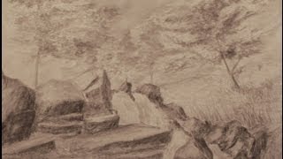 Waterfall Landscape Drawing [upl. by Naujat]