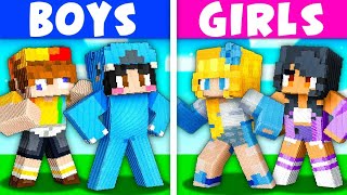 BOY vs GIRL House Statue Battle In Minecraft [upl. by Onilatac]