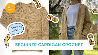 Simple Crochet Cardigan Tutorial  SUPER BEGINNER  LoveCrafts [upl. by Areval]