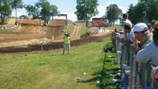 Redbud national 17 first lap moto 2 anderson takes out baggett [upl. by Onifled156]