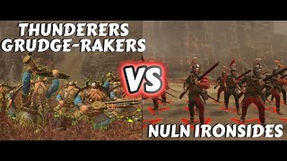 Who Will Win Thunderers GrudgeRakers or Nuln Ironsides in Warhammer Total War 3 [upl. by Dorolice848]