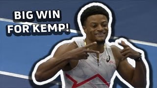 American Demek Kemp Beats Out Andre De Grasse In Mens 60m At World Indoor Tour Astana Meeting [upl. by Pierette]