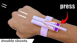 Double shooter Wrist Gun 😊 How to make double shoot paper Wrist gun 🥰 [upl. by Yroj]