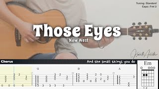 Those Eyes  New West  Fingerstyle Guitar  TAB  Chords  Lyrics [upl. by Anaderol]