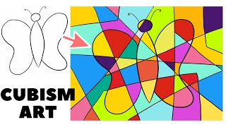 Learn CUBISM art easy step by step tutorial  Cubism butterfly art drawing lesson in Procreate [upl. by Amek453]