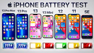 iPhone 13 Pro Max vs 13 Pro  13  13 Mini  12  11  SE  Battery Life DRAIN TEST [upl. by Lazarus]