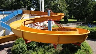 offene Riesenrutsche  gelbe Freibadrutsche  Waldschwimmbad Mörfelden MörfeldenWalldorf [upl. by Noslrac]