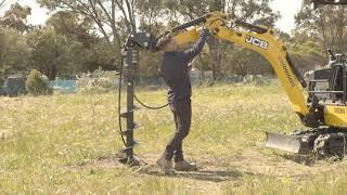 Little Diggers  how to operate a posthole auger on a miniexcavator [upl. by Irme]