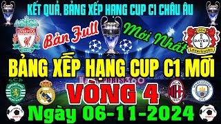 Bảng Xếp Hạng Cup C1 Châu Âu Champions League 20242025 Vòng 4 Mới  Ngày 6112024 Bản Full Nhất [upl. by Norword94]