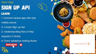 7 Sign up api connect flutter app with Laravel apis  Food app [upl. by Silado]