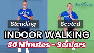 30 Min  2 Part Seated and Standing Indoor Walking Workout  For Seniors Older Adults and Beginners [upl. by Nnyleak]