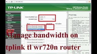 how to manage bandwidth on tplink tl wr720n router using IP QOS [upl. by Jaan]