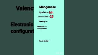 Manganese valency electronic configuration valence electrons shorts chemistry [upl. by Hartnett]