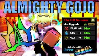 ALMIGHTY RIFT SORCERER GOJO SHOWCASE IN ANIME DEFENDERS UPDATE 2 [upl. by Helbonia]