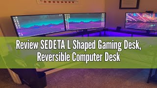 Review SEDETA L Shaped Gaming Desk Reversible Computer Desk Gaming Desk with Power Outlets amp LED [upl. by Ylla]