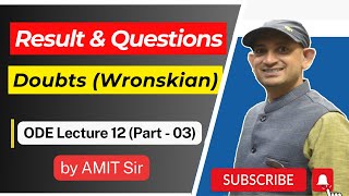 Wronskian  Question Discussion  ODE Lecture 12 03  Amit Sir  Free Lecture CSIR NET  IIT JAM [upl. by Atsirhcal]