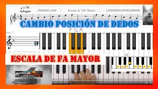 escala de FA mayor 🎹cambio posicion de dedos [upl. by Winni]