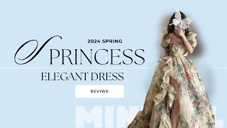 2024 Spring Princess Elegant Dress Puff Sleeve Y2K Evening Party Dress Review [upl. by Aniar904]