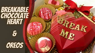 Breakable Chocolate Heart Tutorial  Chocolate Covered Oreos Valentines Day Ideas [upl. by Barbra221]