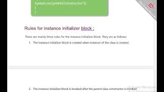 Instance initializer block [upl. by Harhay668]