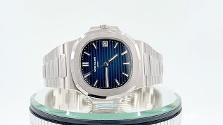 Patek Philippe 58111G001 Nautilus Blue Dial White Gold Watch [upl. by Aifos722]