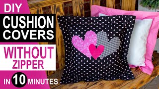 EASY Decorative CUSHION COVER without Zipper  How to make Envelope Cushion Cover  Valentine’s Day [upl. by Sirraj]