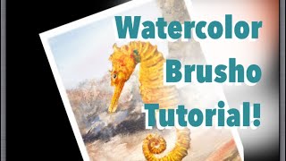 Seahorsing Around  A Watercolor amp Brusho Painting Tutorial by Ward Jene Stroud [upl. by Ashmead140]