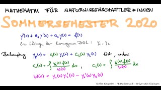 Lineare DGLn 2 Ordnung  Variation der Konstanten [upl. by Ativad379]