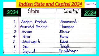 List of States and Capitals of India 2024  Indian State and their Capitals name  state capital [upl. by Nosnarb]