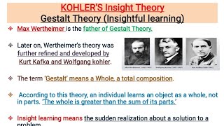 Kohlers insight theory gestalt theory Insightful learning for all Teaching Exams [upl. by Sirod]