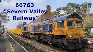 Class 66 66763 quotSevern Valley Railwayquot passing through rural Somerleyton Railway Station [upl. by Ocire]