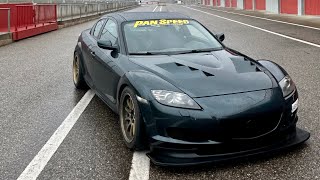 MAZDA RX8 13B FULL BRIDGEPORT  20295 RAIN CONDITIONS  ALCARRAS CIRCUIT TRACKDAY [upl. by Binny]