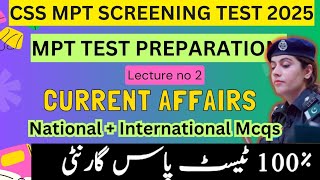 CSS MPT 2025 Preparation  Current Affairs 2024 Important MCQS for CSS MPT  Lecture 2  MPT [upl. by Alacim452]