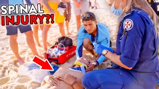 Rookie Lifeguard Assists Suspected Spinal Injury [upl. by Laszlo]