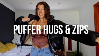 Puffer Jacket Hugs amp Zipper sounds ASMR whisper putting leather jacket on you [upl. by Nitniuq]