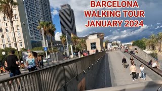 BARCELONA tour 2024 beach walking tour barcelona [upl. by Elvah]